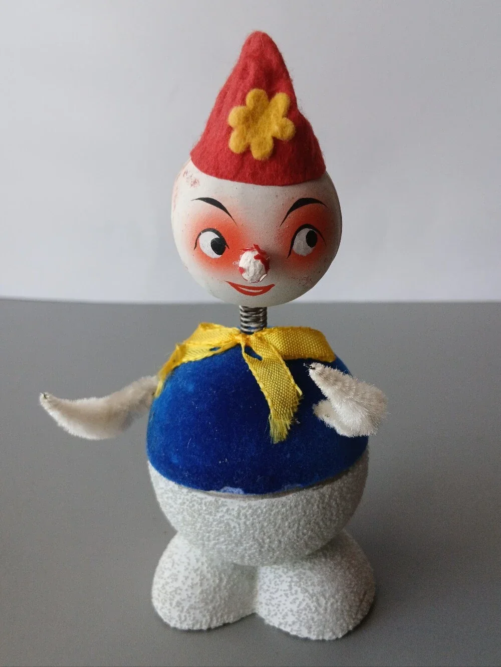 Vintage Paper Mache Snowman Candy Container Bobble Head Western Germany.